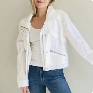 Athleta Linen Cropped Bomber Jacket M